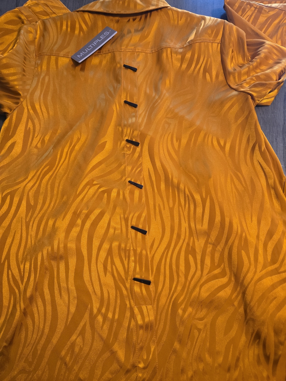 Multiples Golden Zebra-Print Button Front Blouse - Picture 6 of 6